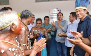 Governador Wanderlei Barbosa e o secretrio da Educao, Fbio Vaz, entregam a ampliao da Escola Indgena Sakruiw&#7869;, na Aldeia Funil, fortalecendo a estrutura de ensino dos povos originrios -